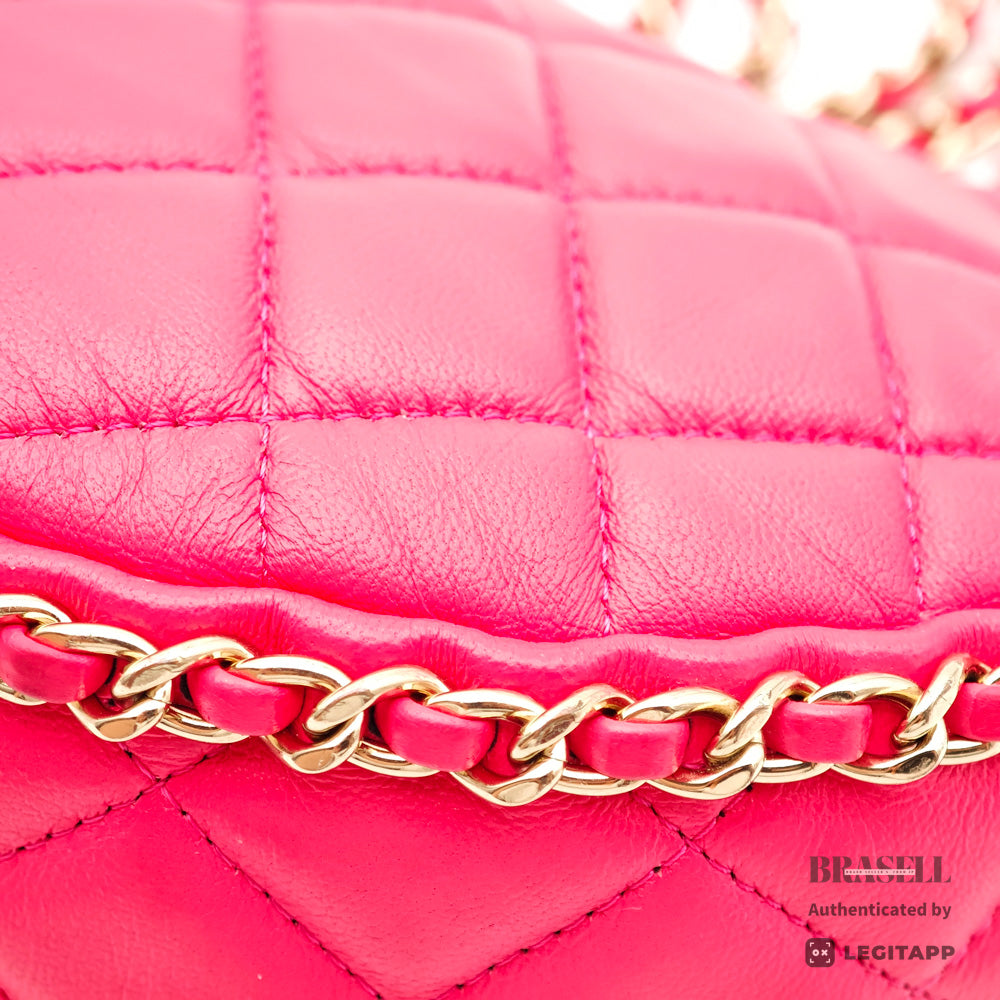 CHANEL Matelasse Pink Lambskin Chain Shoulder Bag【ImportFeeFREE】