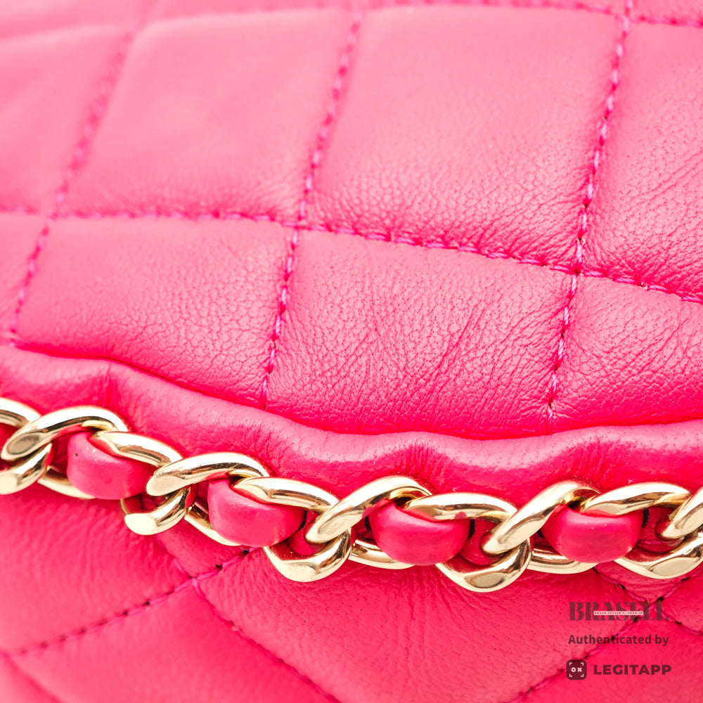 CHANEL Matelasse Pink Lambskin Chain Shoulder Bag【ImportFeeFREE】