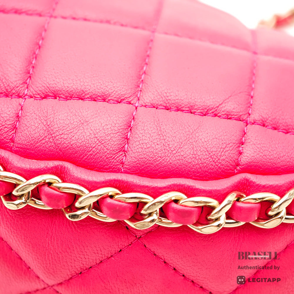 CHANEL Matelasse Pink Lambskin Chain Shoulder Bag【ImportFeeFREE】