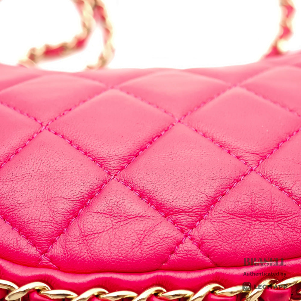 CHANEL Matelasse Pink Lambskin Chain Shoulder Bag【ImportFeeFREE】