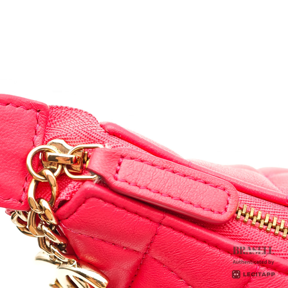 CHANEL Matelasse Pink Lambskin Chain Shoulder Bag【ImportFeeFREE】