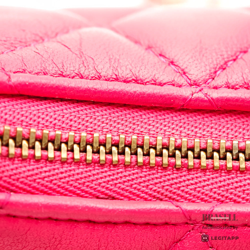 CHANEL Matelasse Pink Lambskin Chain Shoulder Bag【ImportFeeFREE】
