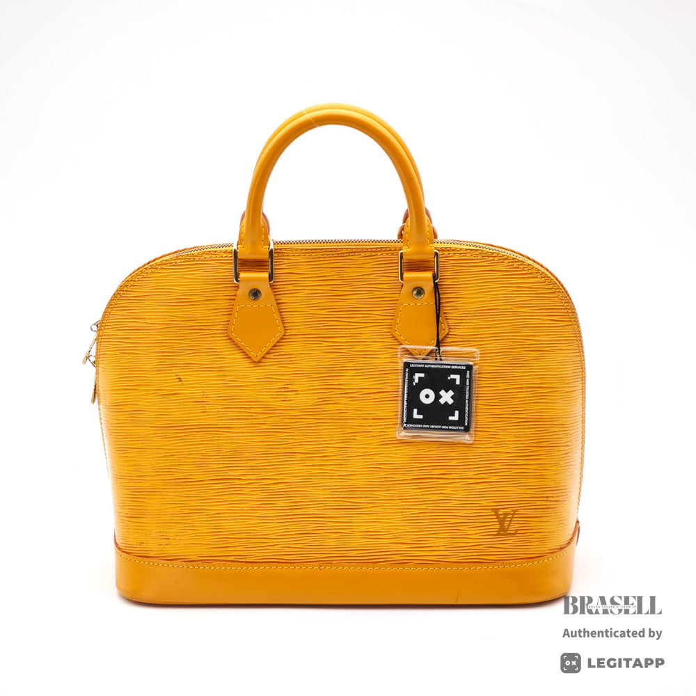 LOUIS VUITTON Alma Epi Leather Yellow Hand Bag M52149 【ImportFeeFREE】