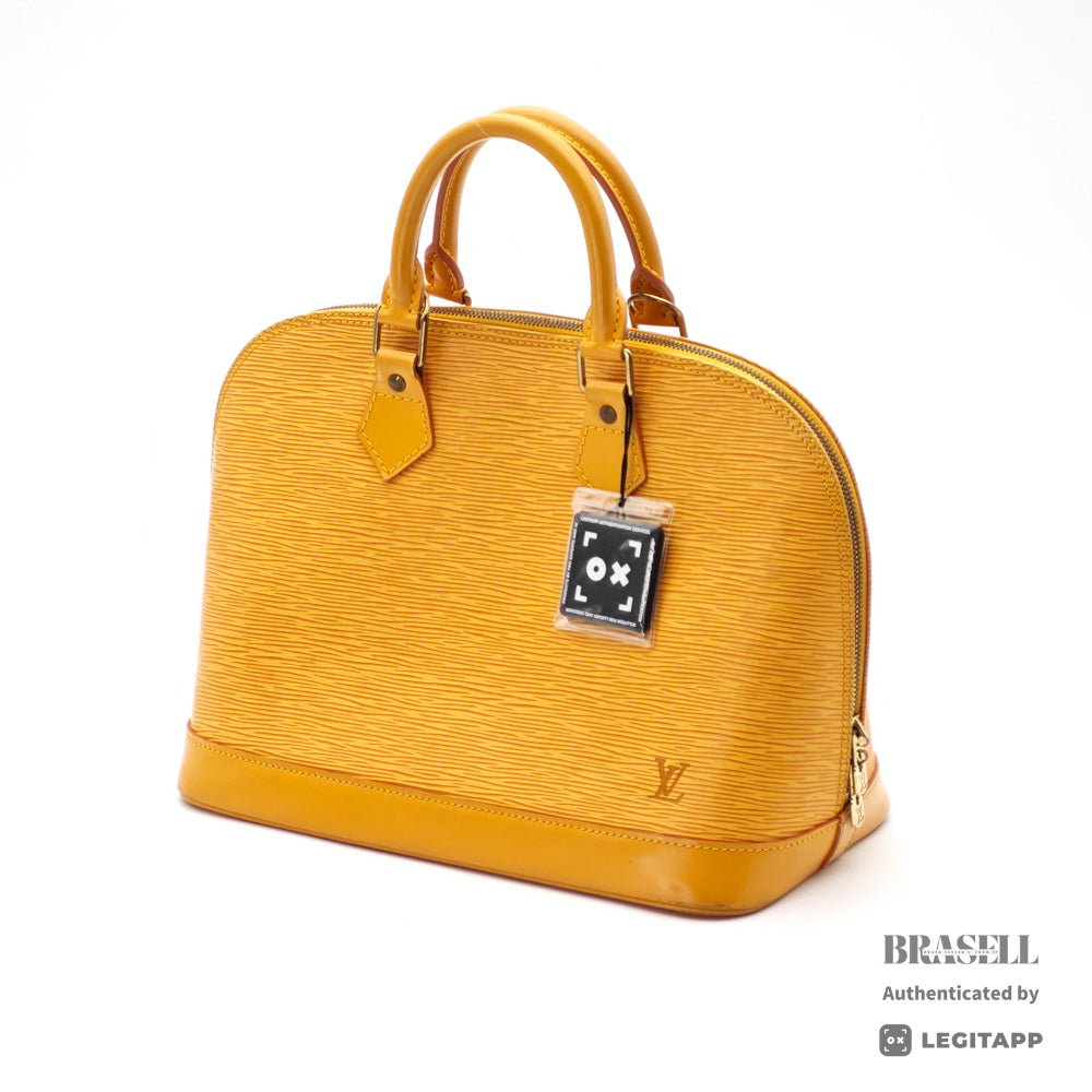 LOUIS VUITTON Alma Epi Leather Yellow Hand Bag M52149 【ImportFeeFREE】