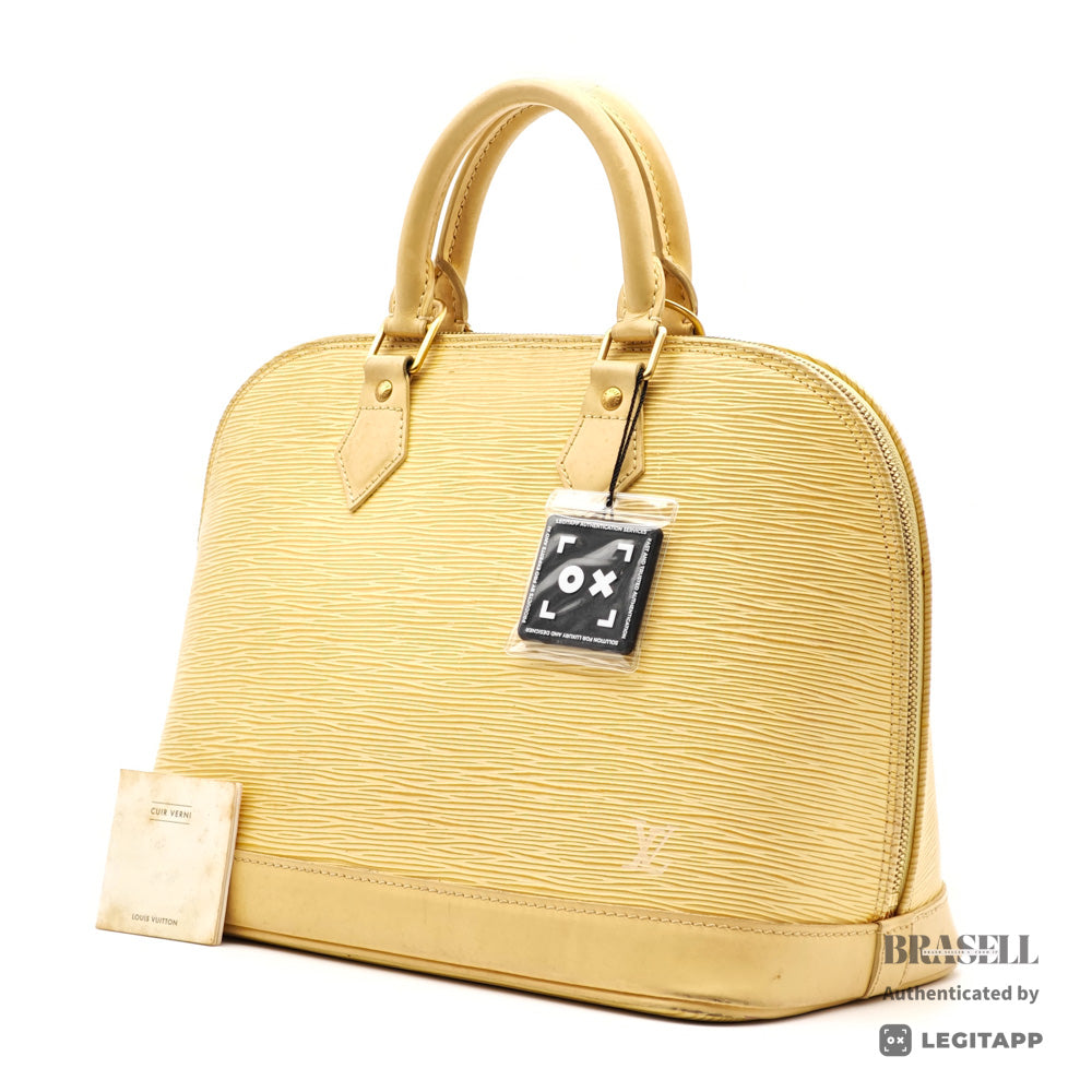 LOUIS VUITTON Alma Epi Leather Yellow Hand Bag M5214A 【ImportFeeFREE】