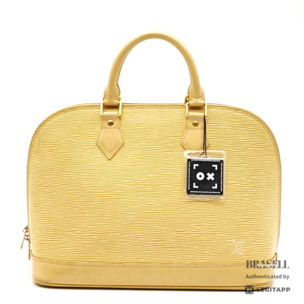 LOUIS VUITTON Alma Epi Leather Yellow Hand Bag M5214A 【ImportFeeFREE】
