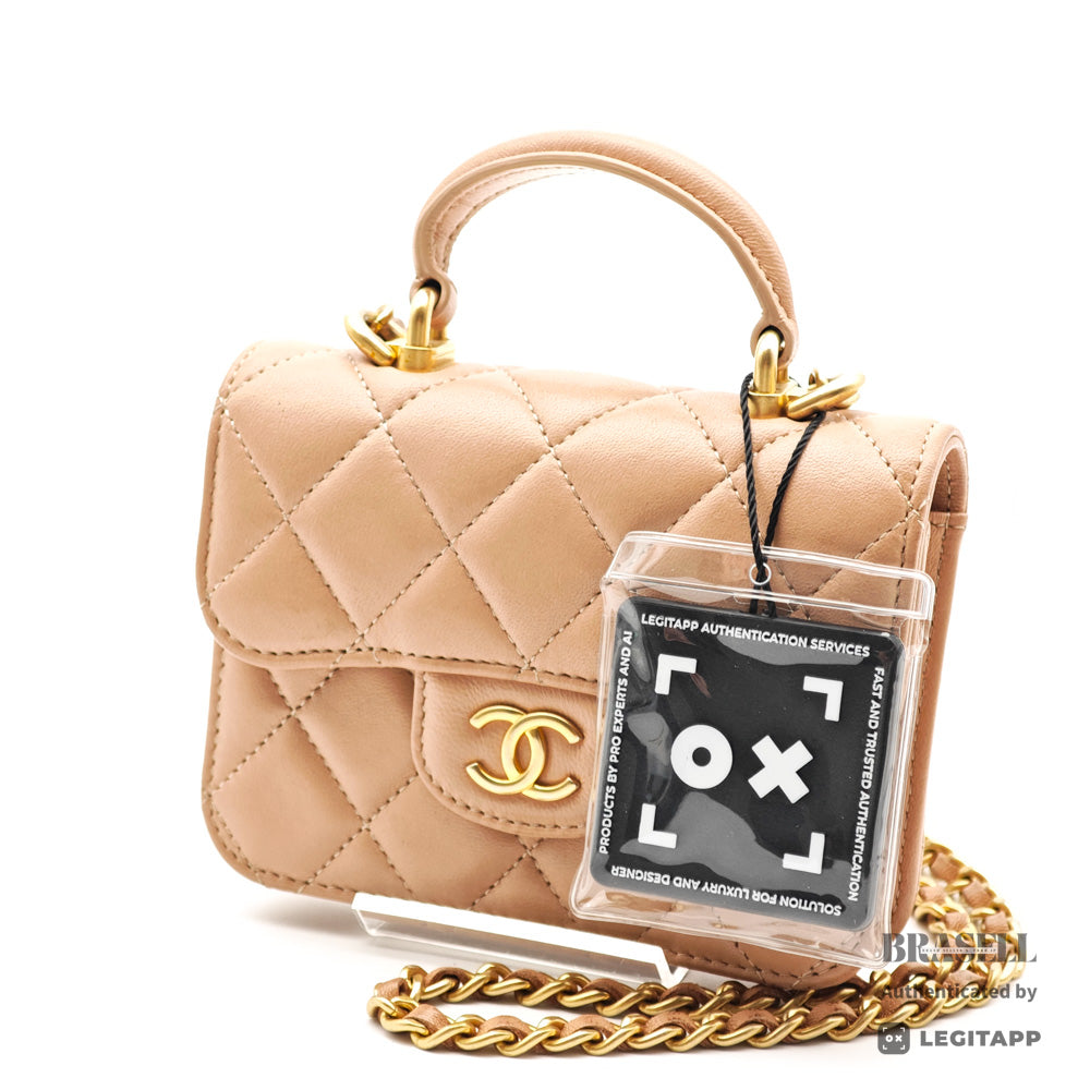 CHANEL Mini Matelasse Lambskin Leather Chain Shoulder Bag 【ImportFeeFREE】
