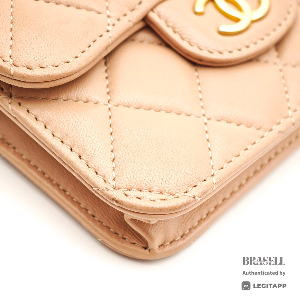CHANEL Mini Matelasse Lambskin Leather Chain Shoulder Bag 【ImportFeeFREE】