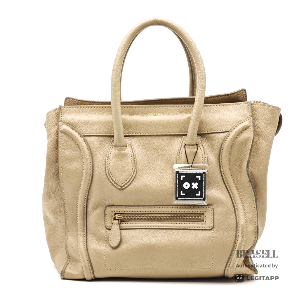 CELINE Luggage Micro Shopper Leather Tote Bag 【ImportFeeFREE】