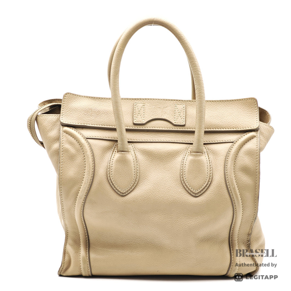 CELINE Luggage Micro Shopper Leather Tote Bag 【ImportFeeFREE】