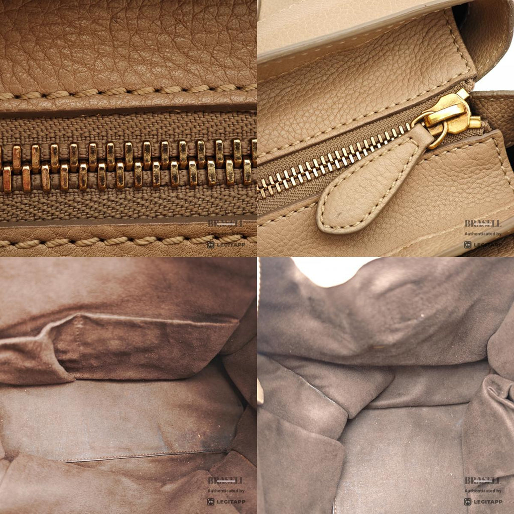 CELINE Luggage Micro Shopper Leather Tote Bag 【ImportFeeFREE】