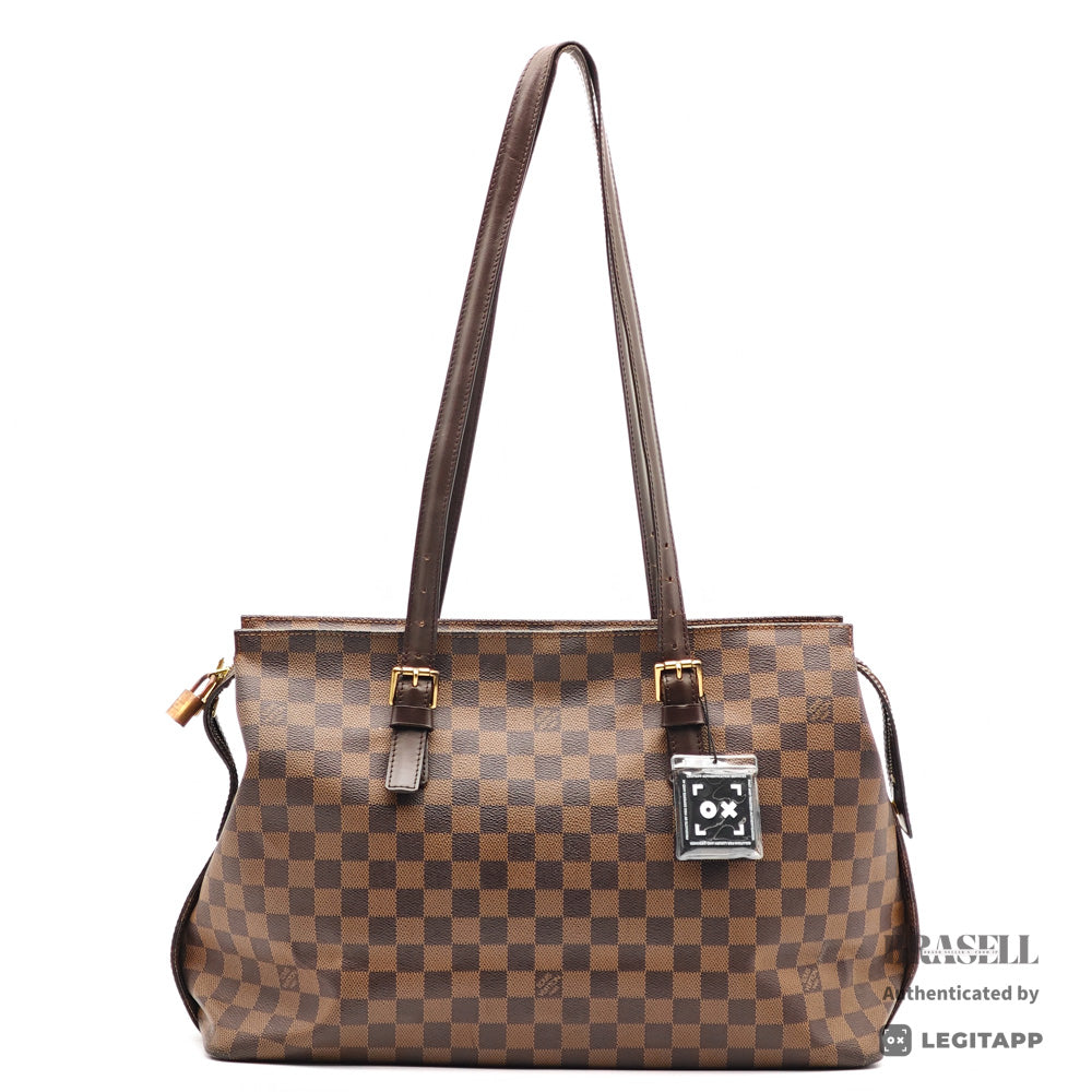LOUIS VUITTON Chelsea Damier Canvas Brown Hand Bag N51119 【ImportFeeFREE】