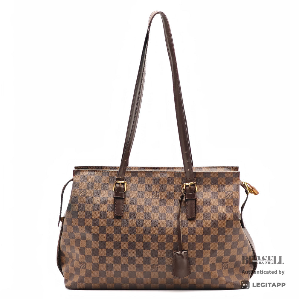 LOUIS VUITTON Chelsea Damier Canvas Brown Hand Bag N51119 【ImportFeeFREE】