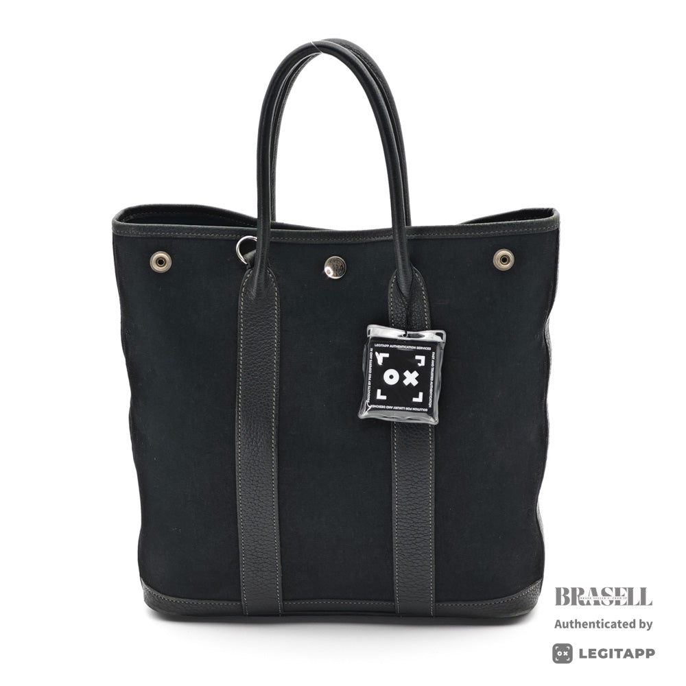 HERMES Garden File PM Toile Canvas Black Shoulder Bag 【ImportFeeFREE】