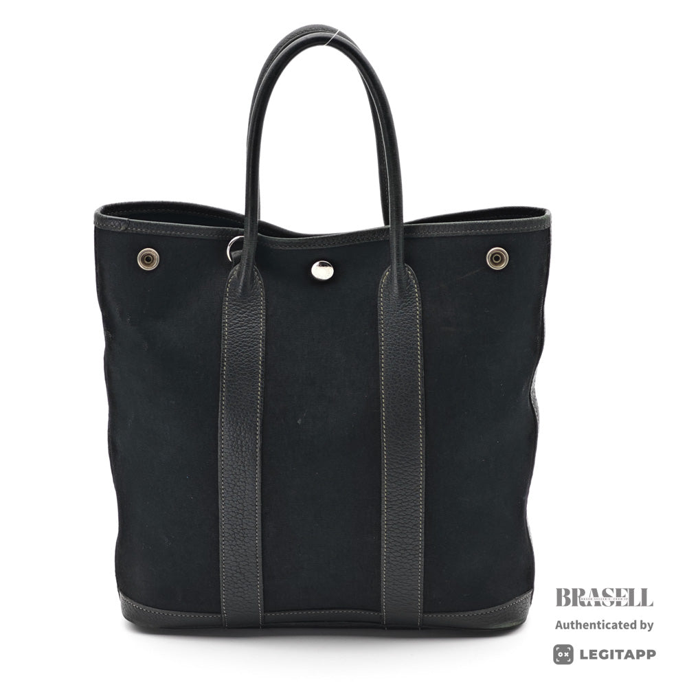 HERMES Garden File PM Toile Canvas Black Shoulder Bag 【ImportFeeFREE】