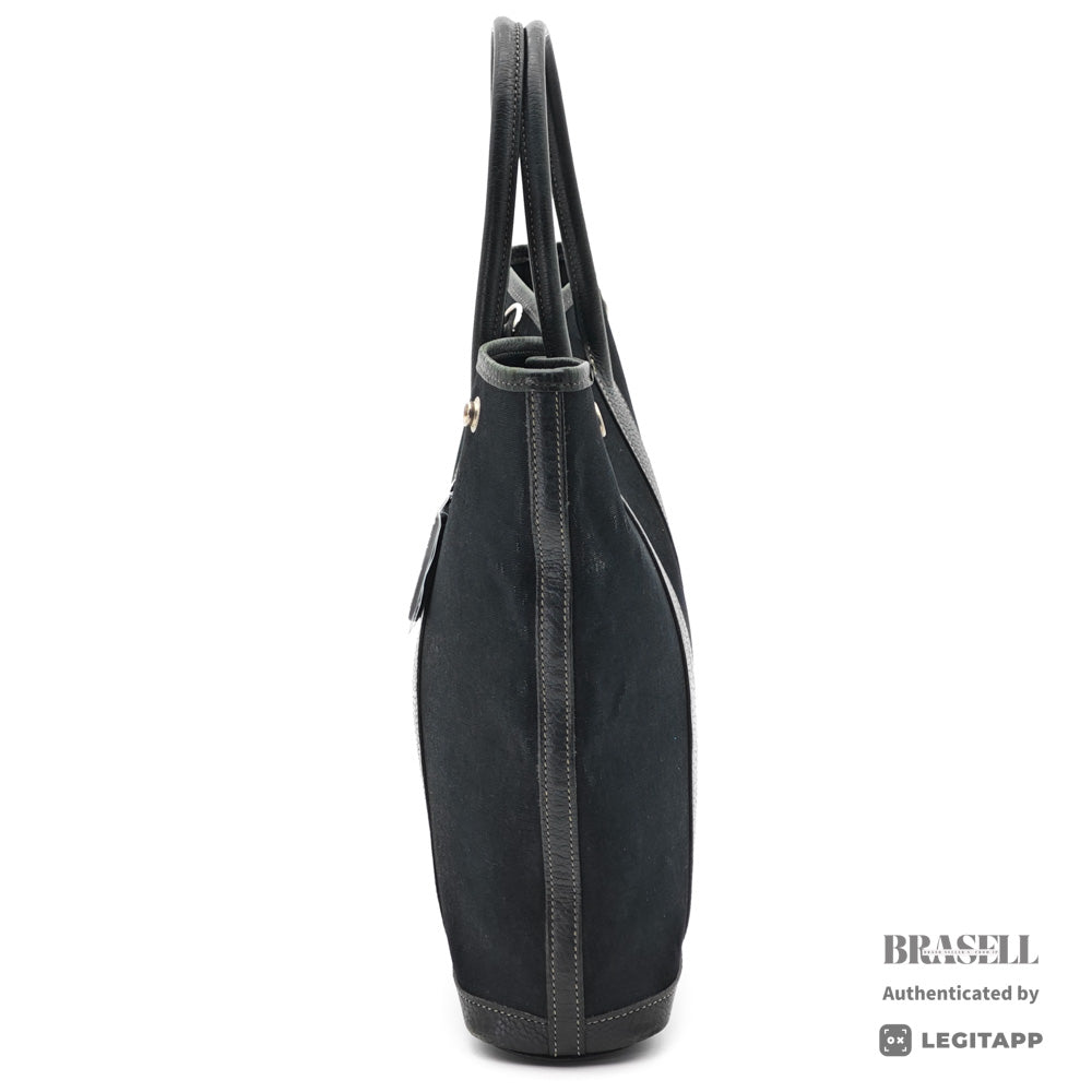 HERMES Garden File PM Toile Canvas Black Shoulder Bag 【ImportFeeFREE】