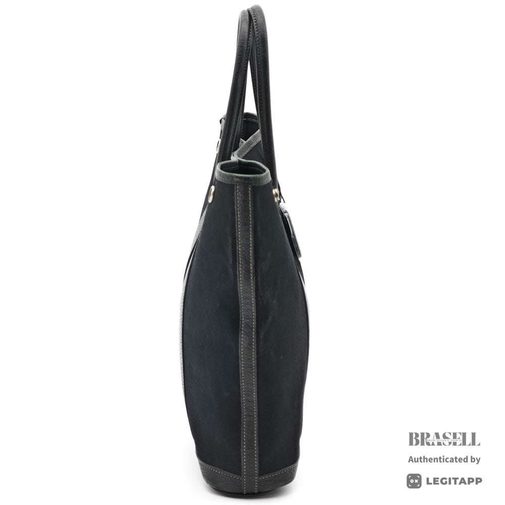 HERMES Garden File PM Toile Canvas Black Shoulder Bag 【ImportFeeFREE】