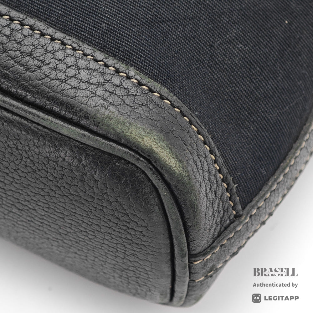 HERMES Garden File PM Toile Canvas Black Shoulder Bag 【ImportFeeFREE】