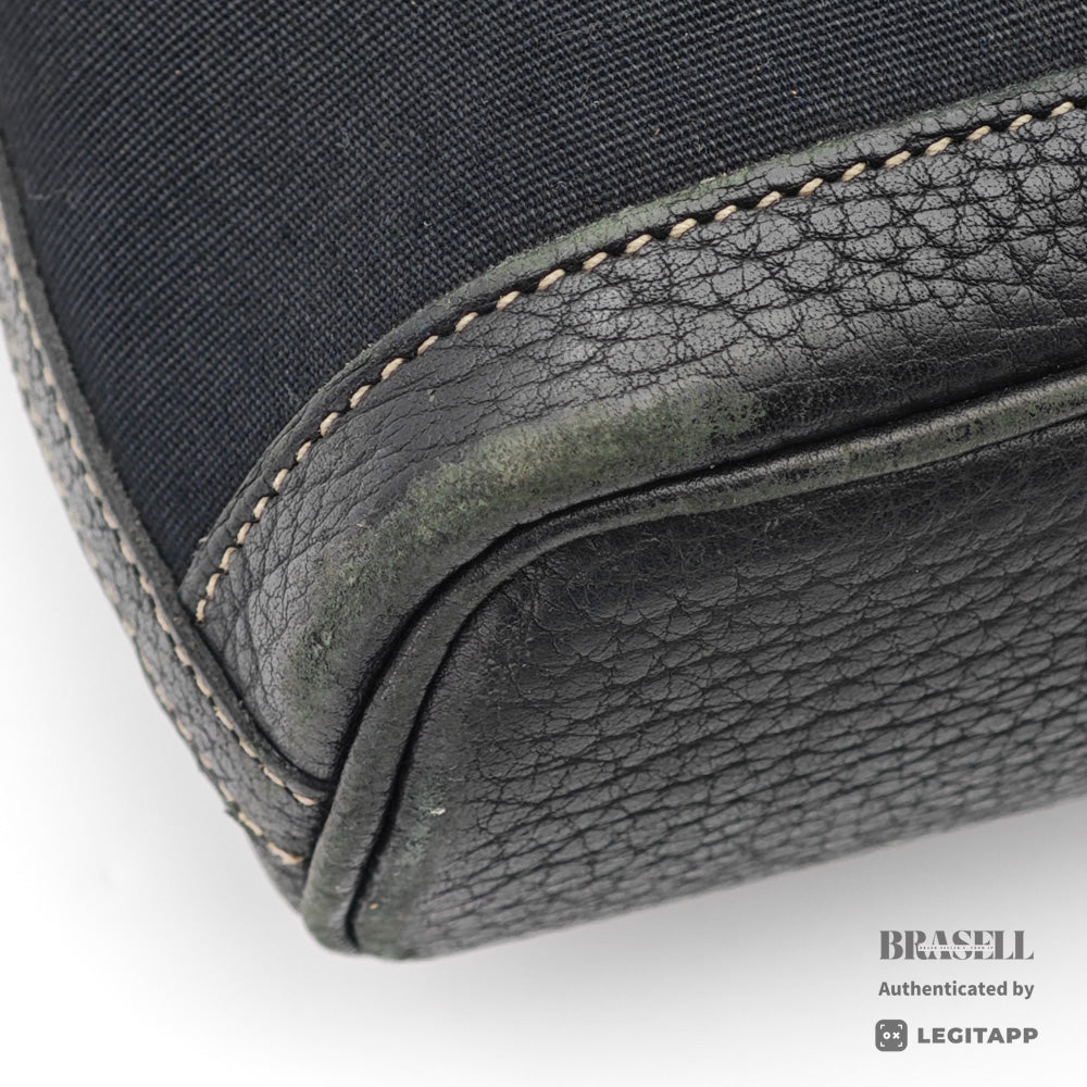 HERMES Garden File PM Toile Canvas Black Shoulder Bag 【ImportFeeFREE】