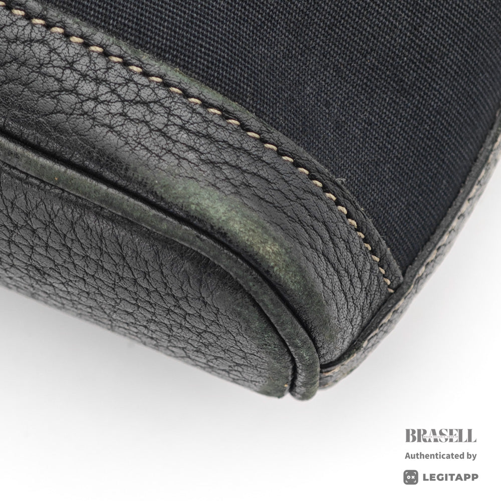 HERMES Garden File PM Toile Canvas Black Shoulder Bag 【ImportFeeFREE】