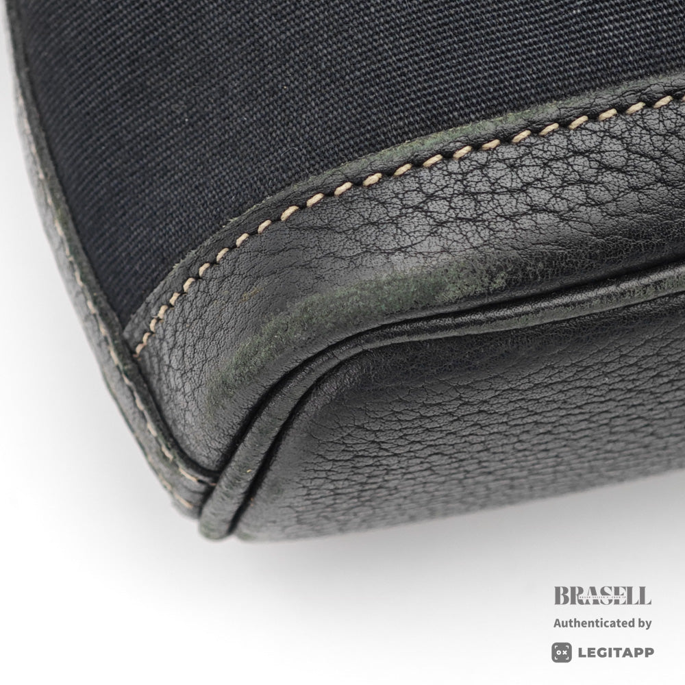 HERMES Garden File PM Toile Canvas Black Shoulder Bag 【ImportFeeFREE】