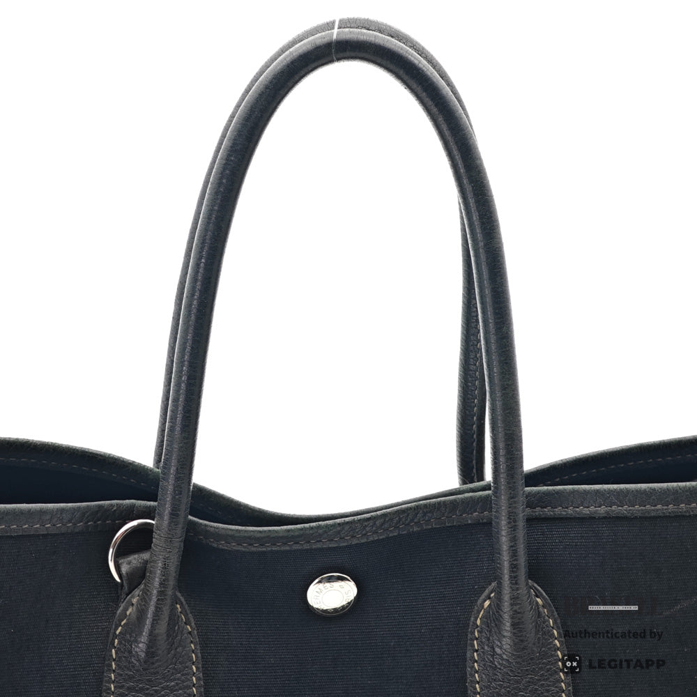 HERMES Garden File PM Toile Canvas Black Shoulder Bag 【ImportFeeFREE】
