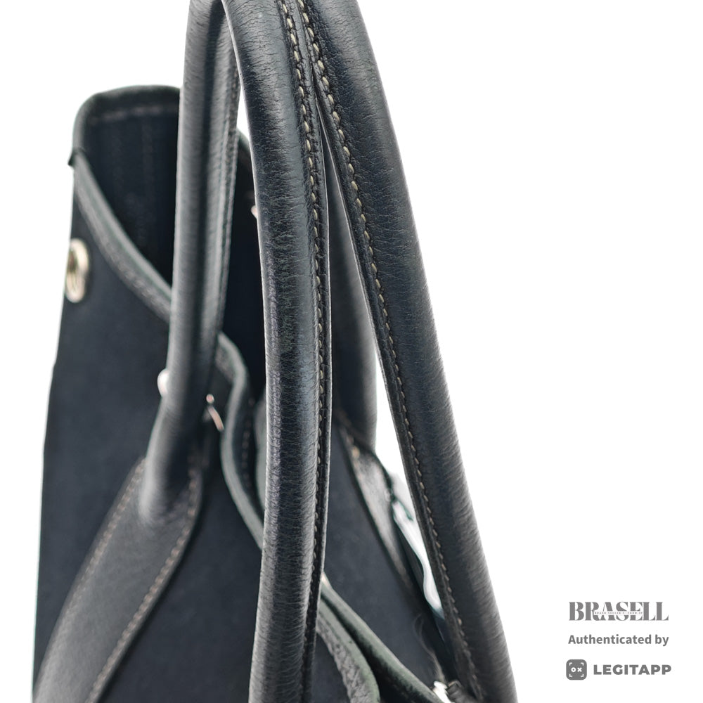 HERMES Garden File PM Toile Canvas Black Shoulder Bag 【ImportFeeFREE】