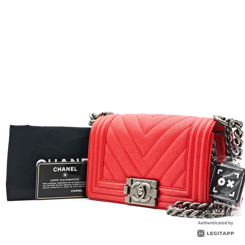 CHANEL Boy Chanel Chevron Leather Chain Shoulder Bag 【ImportFeeFREE】