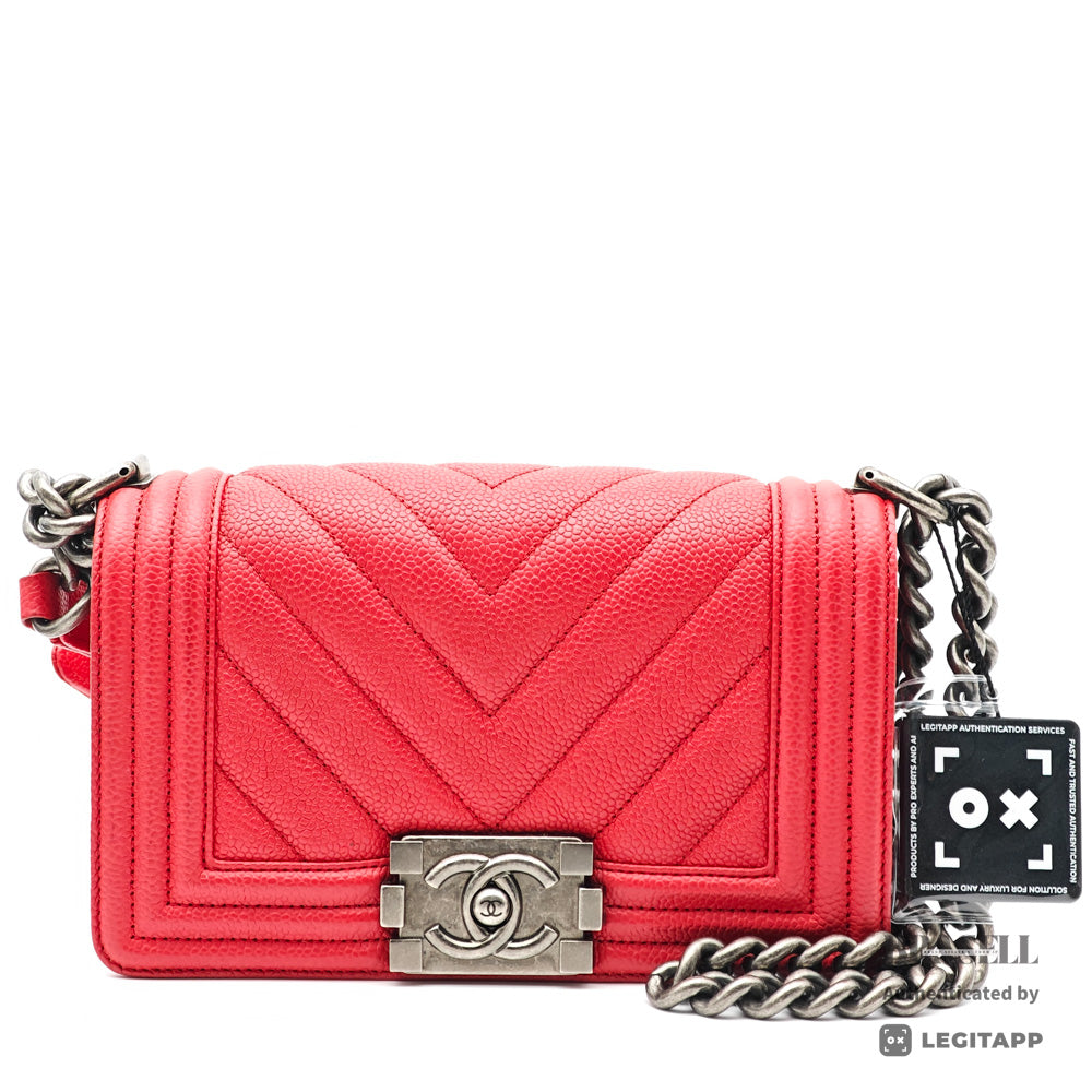 CHANEL Boy Chanel Chevron Leather Chain Shoulder Bag 【ImportFeeFREE】
