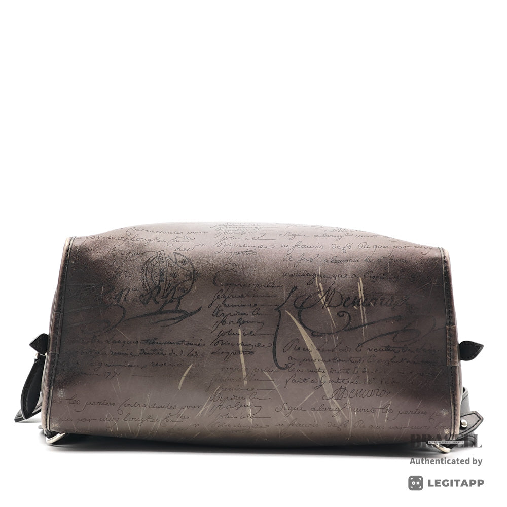 BERLUTI Premier Jour Scrit Leather Black Backpack 【ImportFeeFREE】