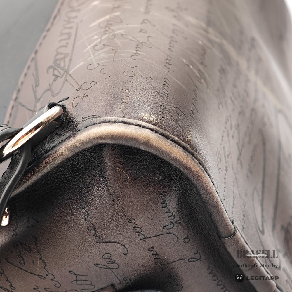 BERLUTI Premier Jour Scrit Leather Black Backpack 【ImportFeeFREE】