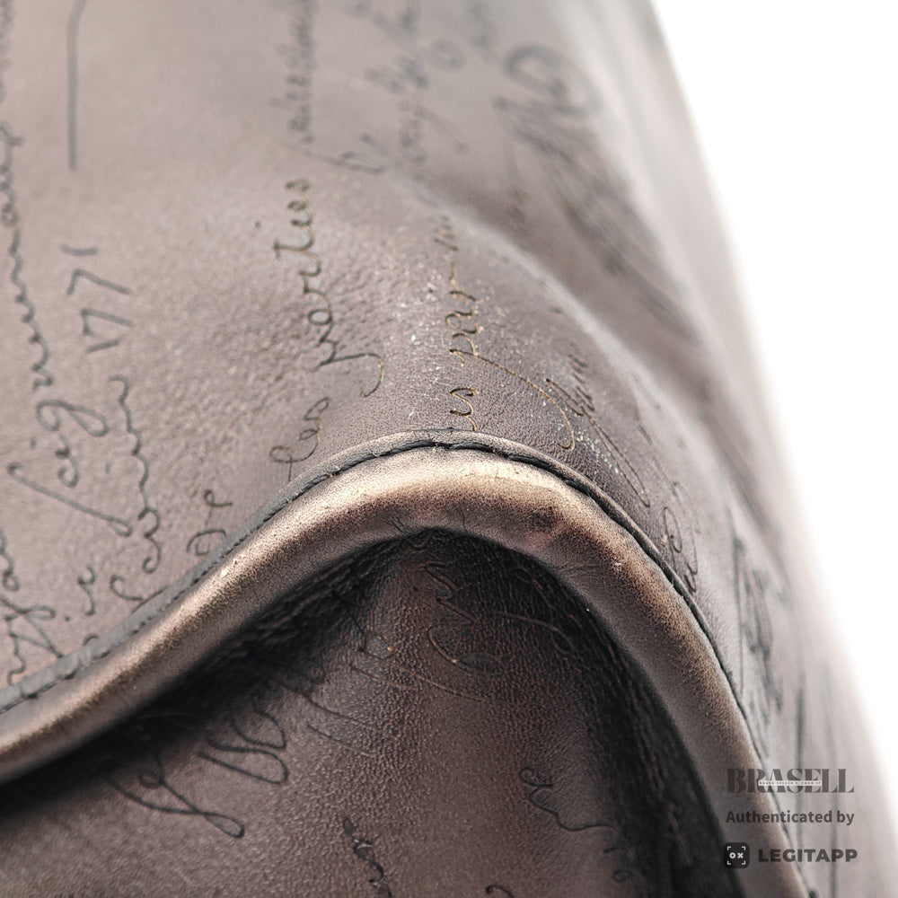 BERLUTI Premier Jour Scrit Leather Black Backpack 【ImportFeeFREE】