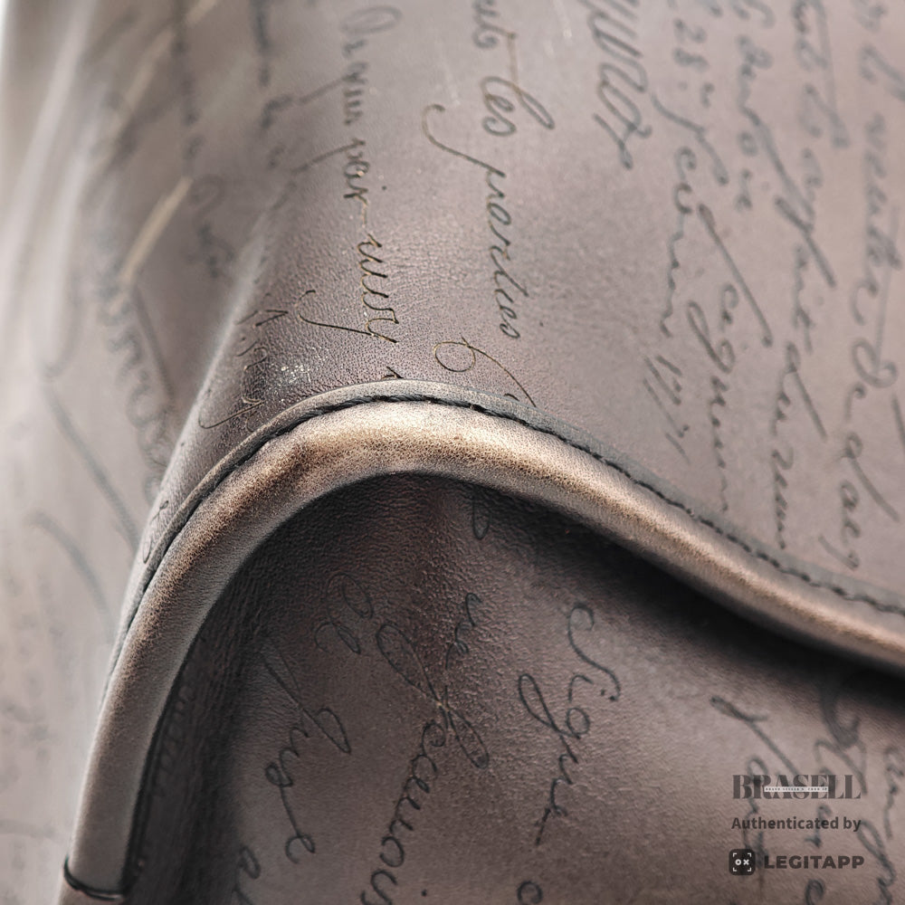 BERLUTI Premier Jour Scrit Leather Black Backpack 【ImportFeeFREE】
