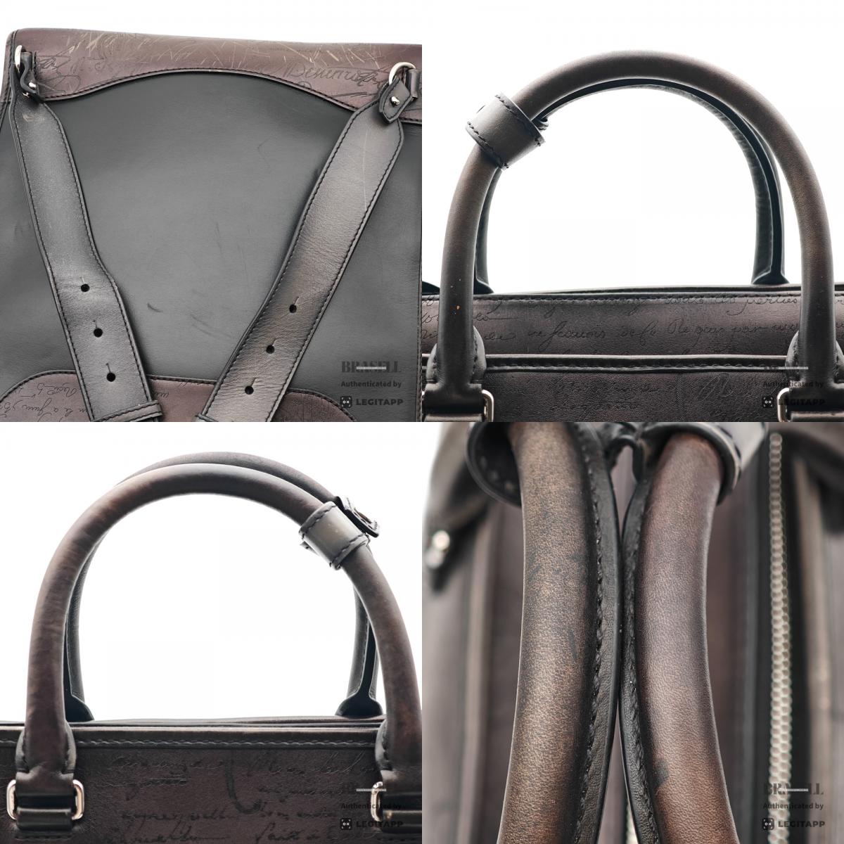 BERLUTI Premier Jour Scrit Leather Black Backpack 【ImportFeeFREE】