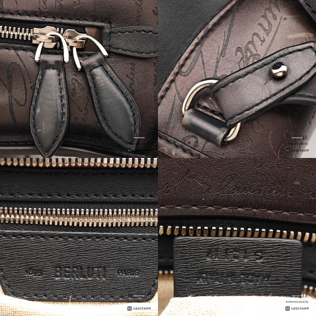 BERLUTI Premier Jour Scrit Leather Black Backpack 【ImportFeeFREE】