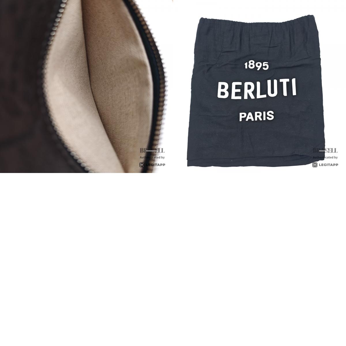 BERLUTI Premier Jour Scrit Leather Black Backpack 【ImportFeeFREE】