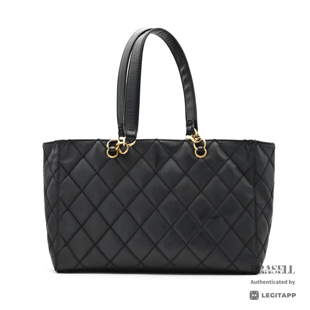 CHANEL Wild Stitch Leather Black Tote Bag 【ImportFeeFREE】
