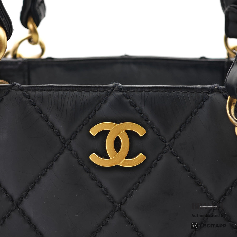 CHANEL Wild Stitch Leather Black Tote Bag 【ImportFeeFREE】
