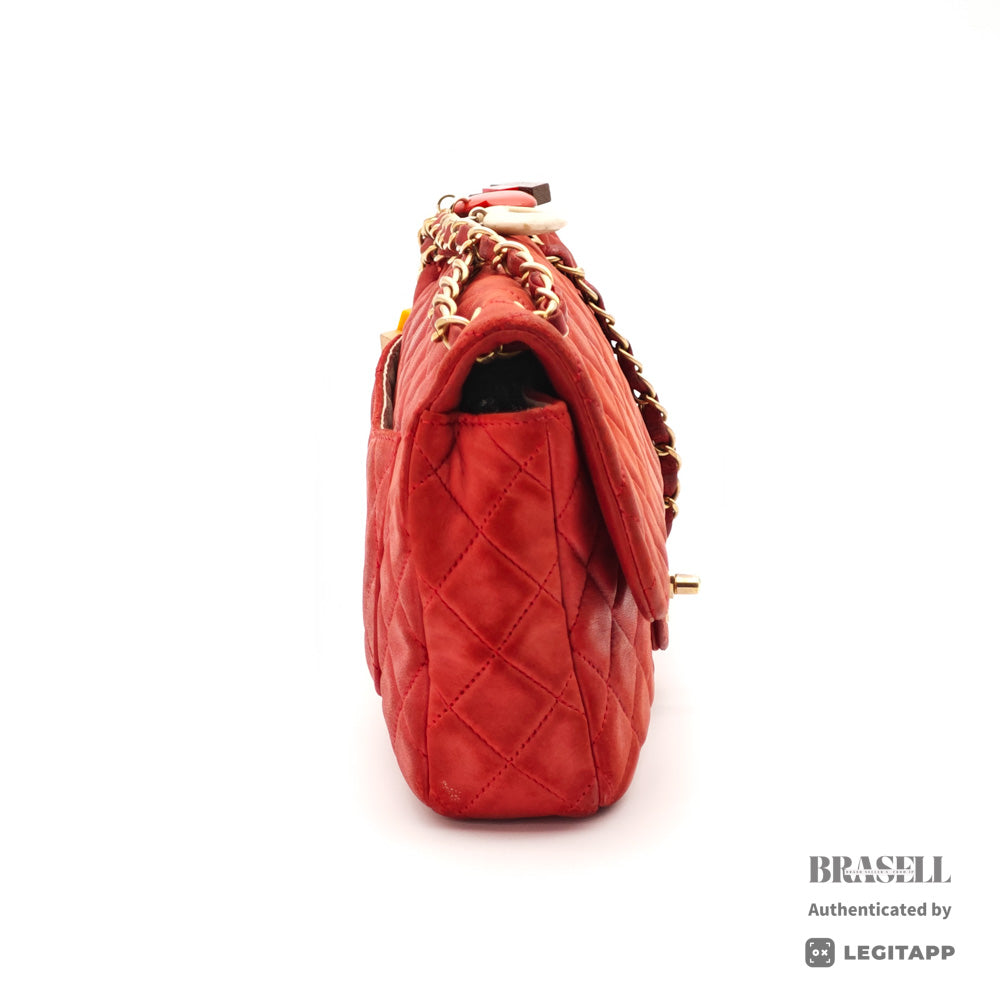 CHANEL Matelasse Valentine Charm Shoulder Bag Red Women's【ImportFeeFREE】