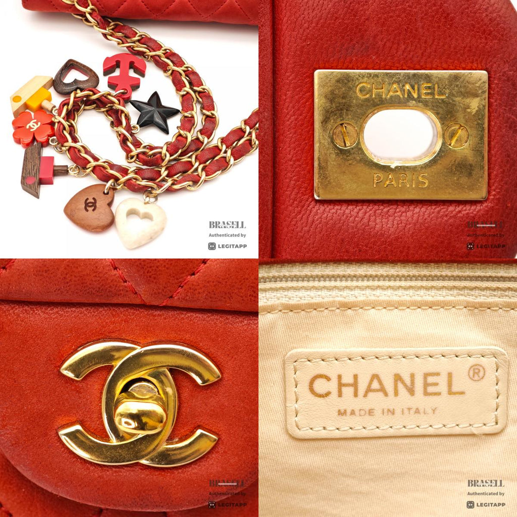 CHANEL Matelasse Valentine Charm Shoulder Bag Red Women's【ImportFeeFREE】
