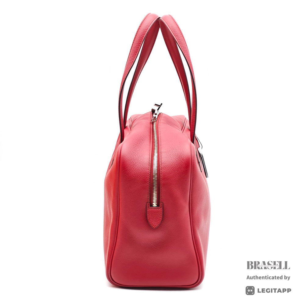 HERMES Victoria 35 Leather Red Handbag 【ImportFeeFREE】