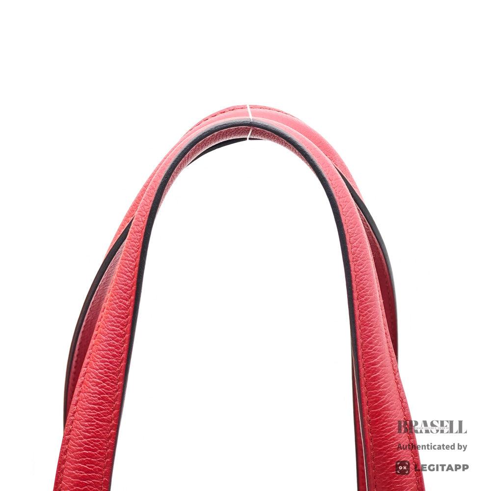 HERMES Victoria 35 Leather Red Handbag 【ImportFeeFREE】