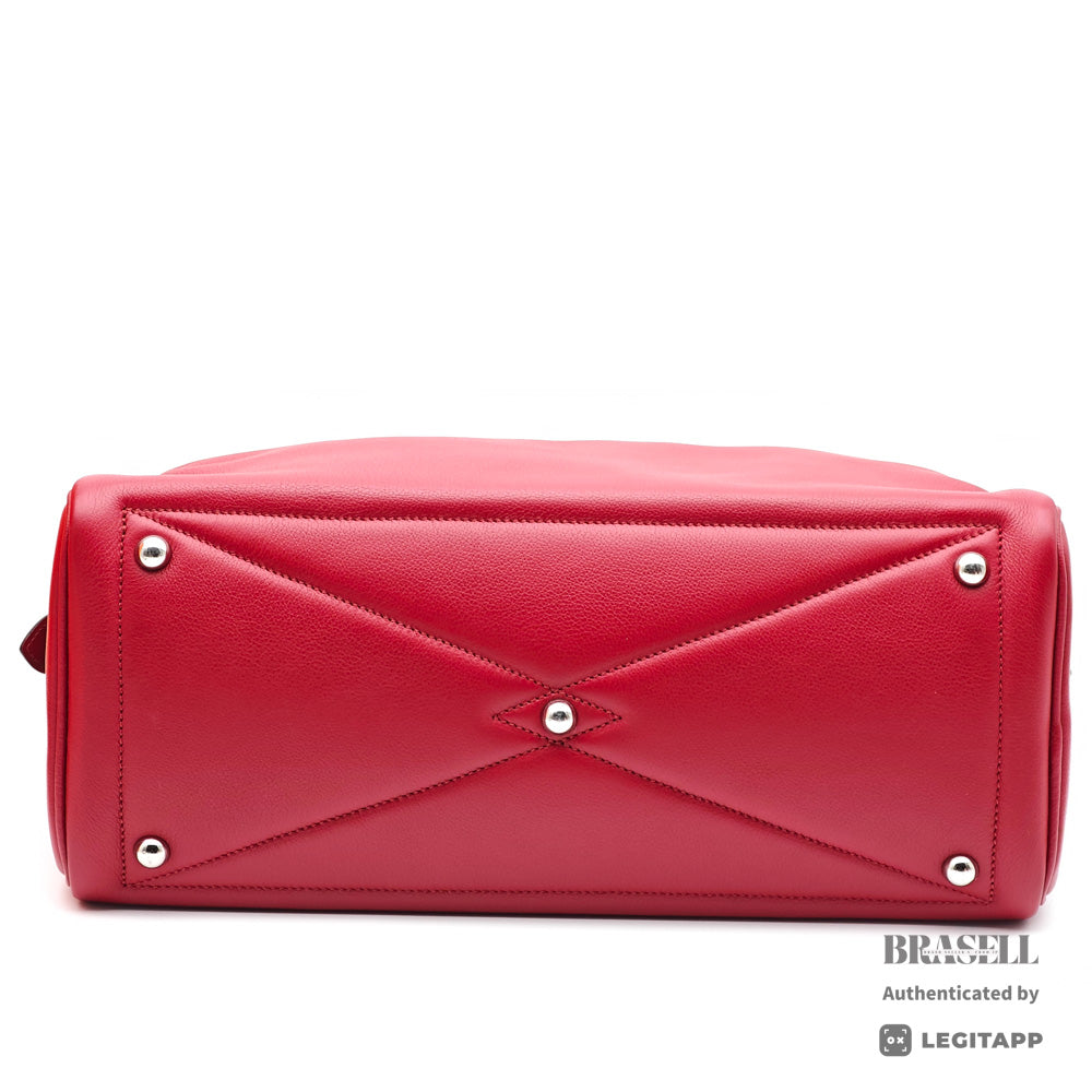 HERMES Victoria 35 Leather Red Handbag 【ImportFeeFREE】