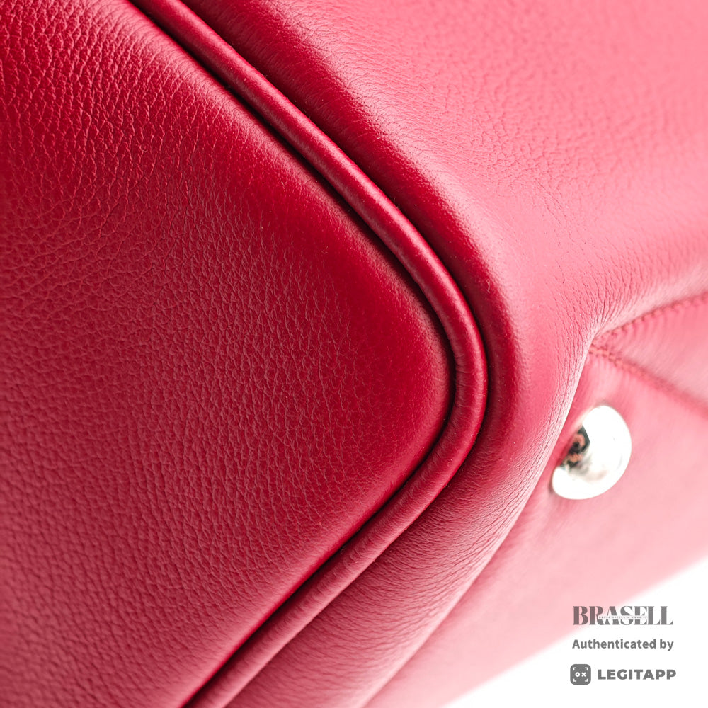 HERMES Victoria 35 Leather Red Handbag 【ImportFeeFREE】