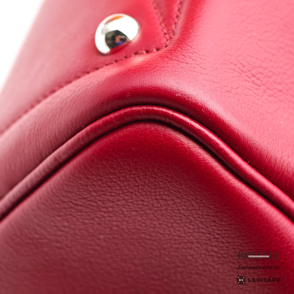 HERMES Victoria 35 Leather Red Handbag 【ImportFeeFREE】