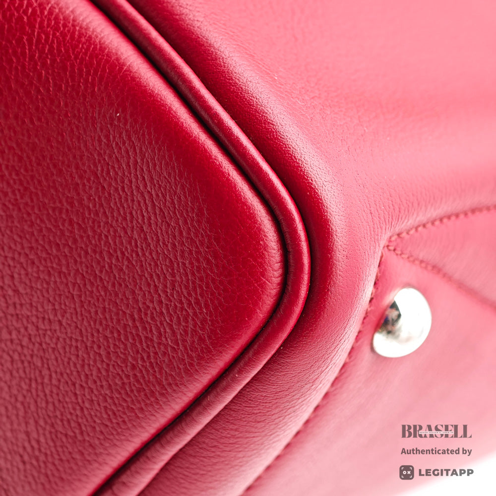 HERMES Victoria 35 Leather Red Handbag 【ImportFeeFREE】