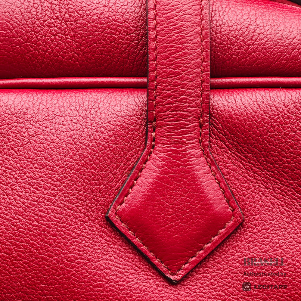 HERMES Victoria 35 Leather Red Handbag 【ImportFeeFREE】