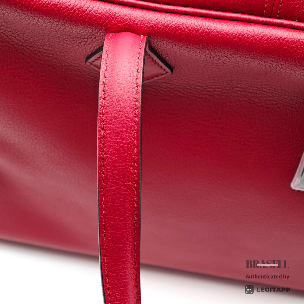HERMES Victoria 35 Leather Red Handbag 【ImportFeeFREE】