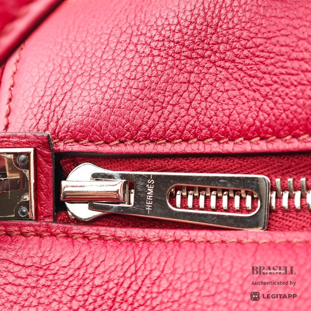 HERMES Victoria 35 Leather Red Handbag 【ImportFeeFREE】