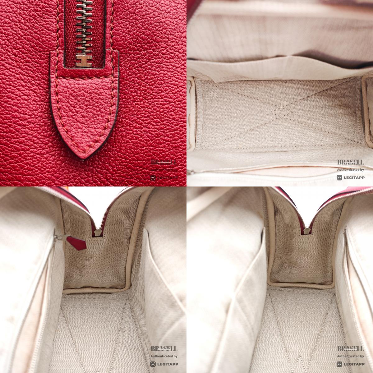HERMES Victoria 35 Leather Red Handbag 【ImportFeeFREE】